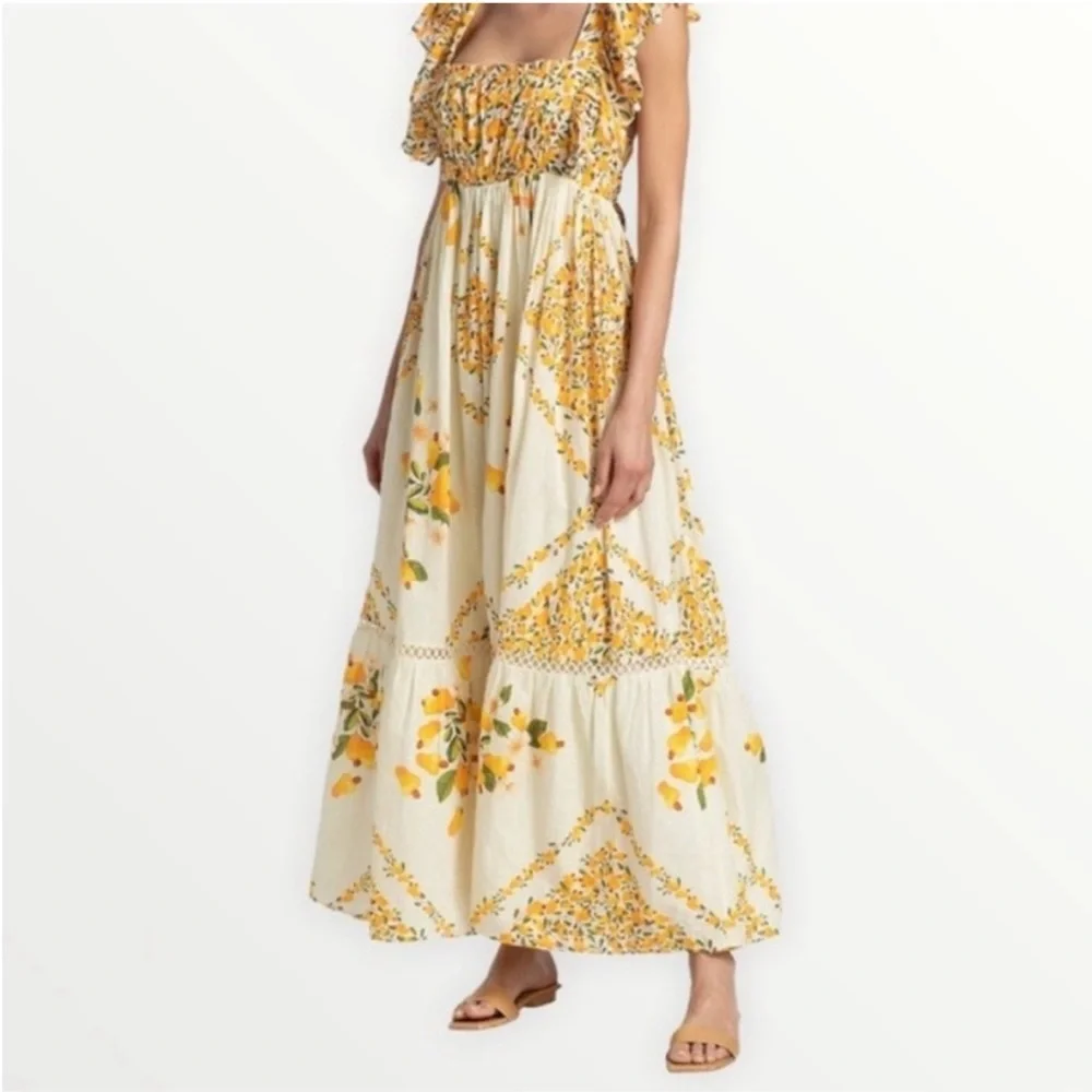 Farm Rio Cashew Floral Print Ruffled Maxi Dress - Picture 4 of 5